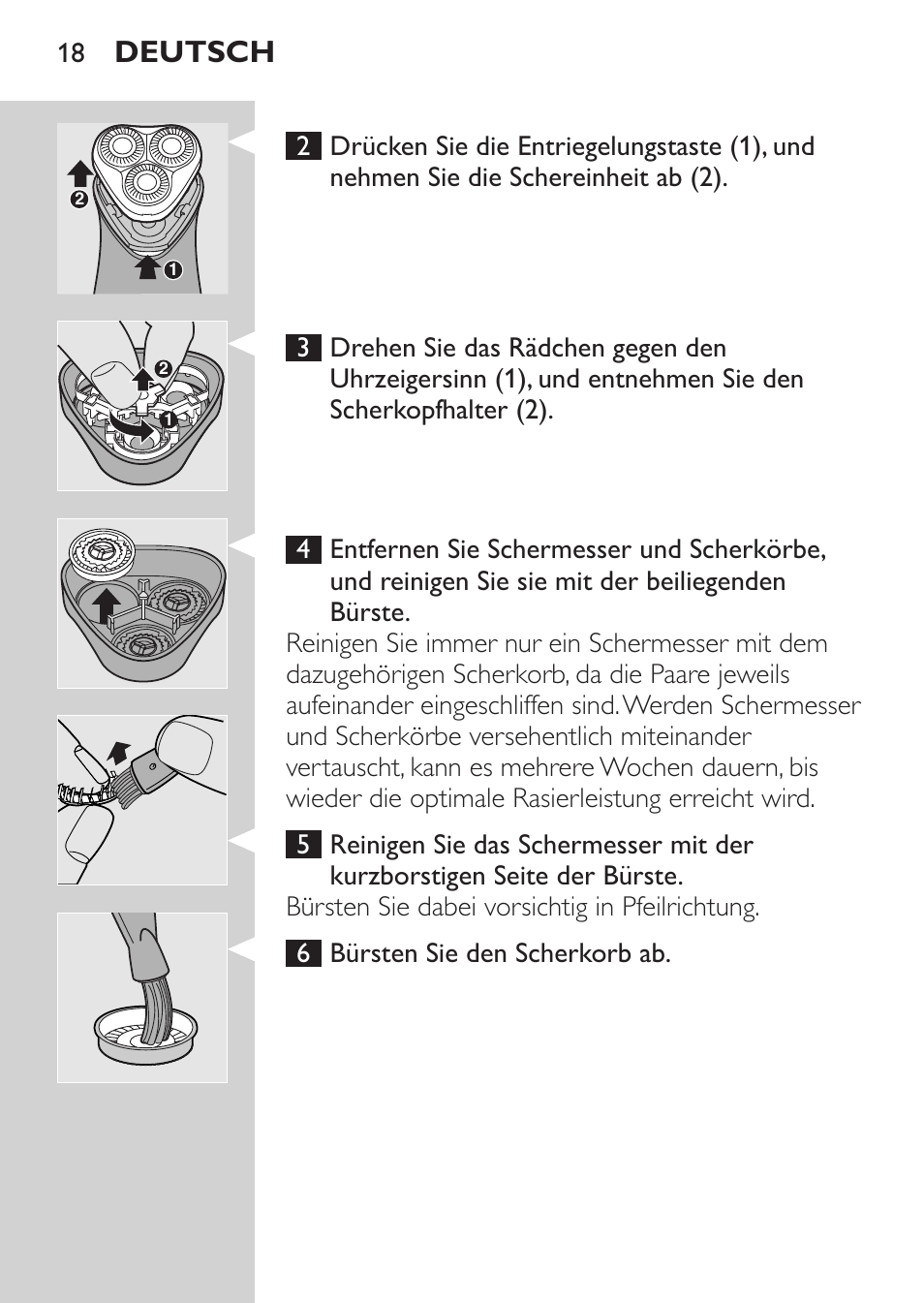 Deutsch | Philips SHAVER Series 3000 Rasoir électrique User Manual | Page 16 / 84