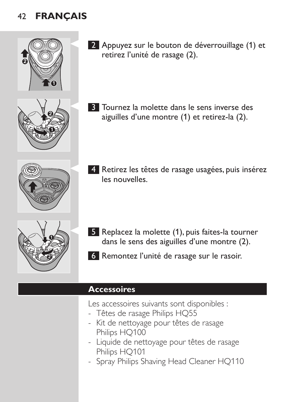 Accessoires, Français | Philips SHAVER Series 3000 Rasoir électrique User Manual | Page 40 / 84