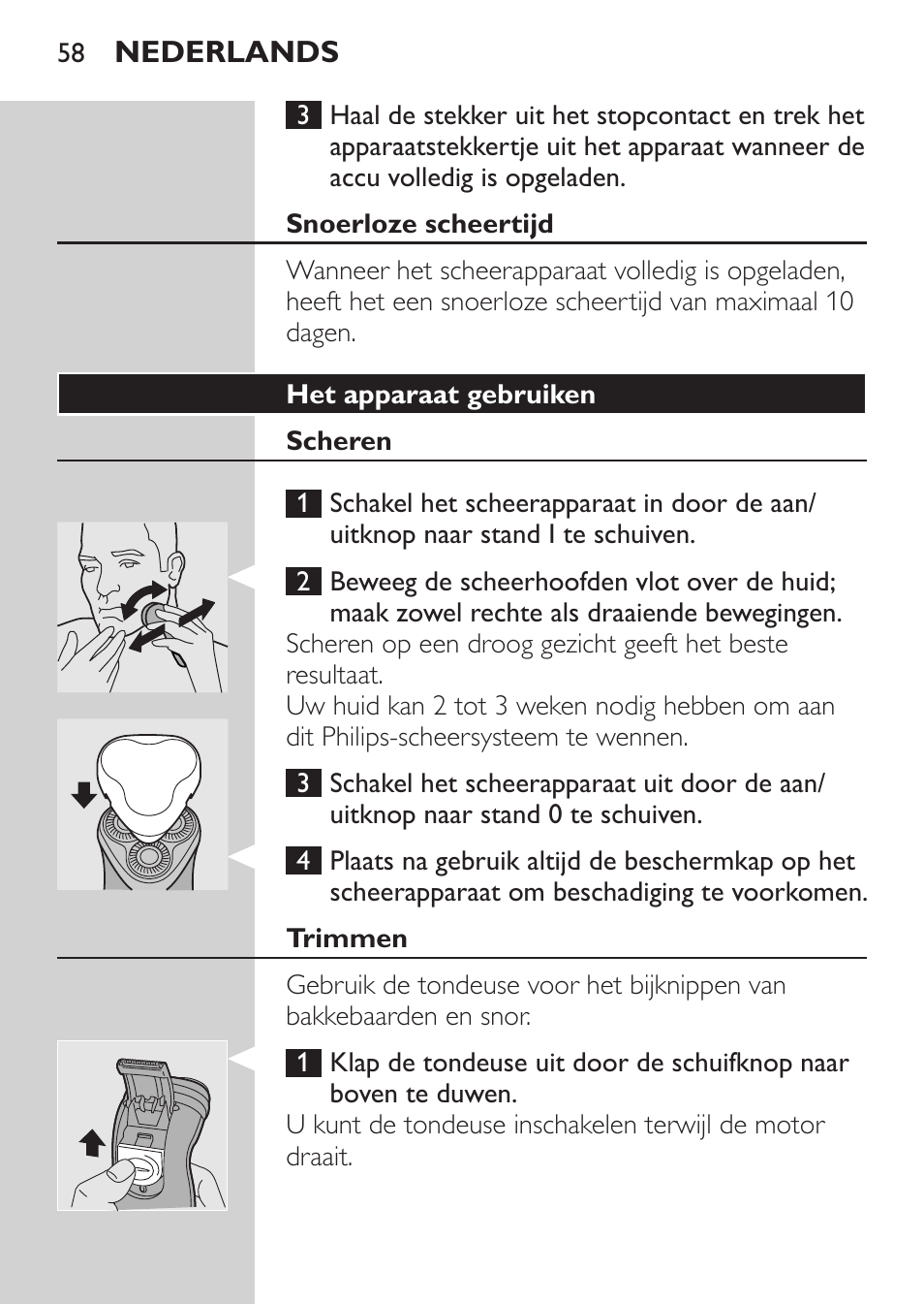 Opladen, Oplaadaanduidingen, Het apparaat opladen | Philips SHAVER Series 3000 Rasoir électrique User Manual | Page 56 / 84