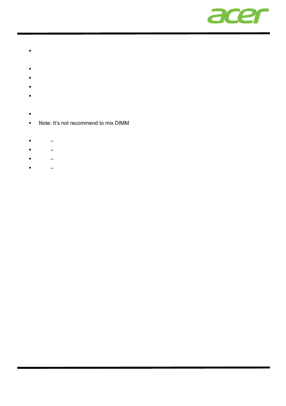 Acer at350 f2 specifications | Acer AT350 F2 User Manual | Page 12 / 20