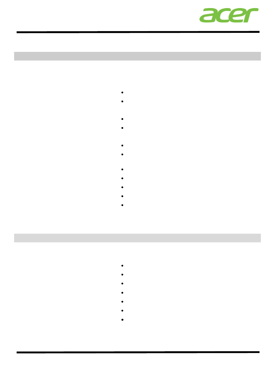 Acer at350 f2 specifications | Acer AT350 F2 User Manual | Page 8 / 20