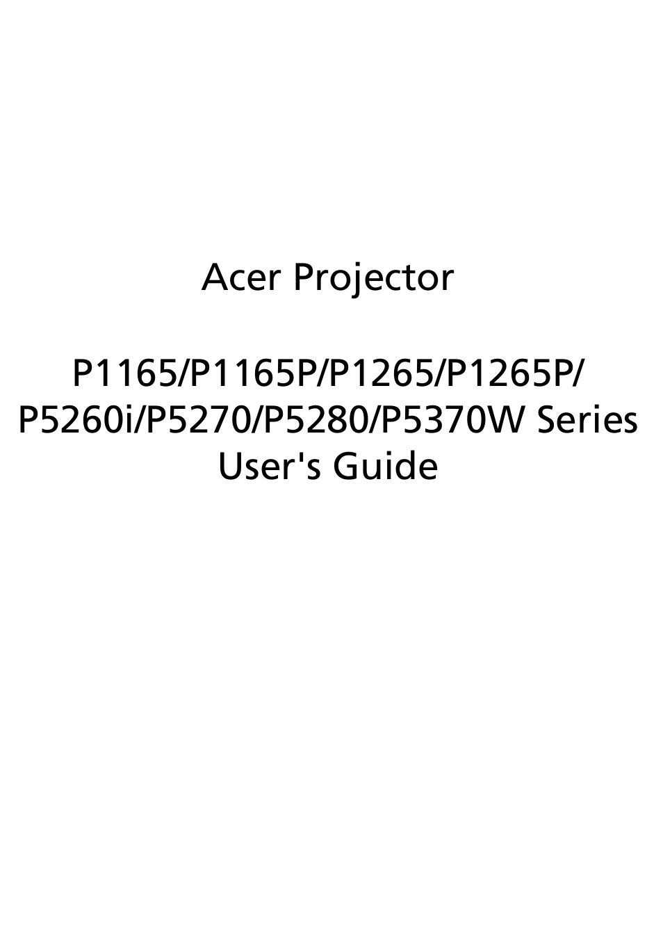 Acer P5260i User Manual | 66 pages