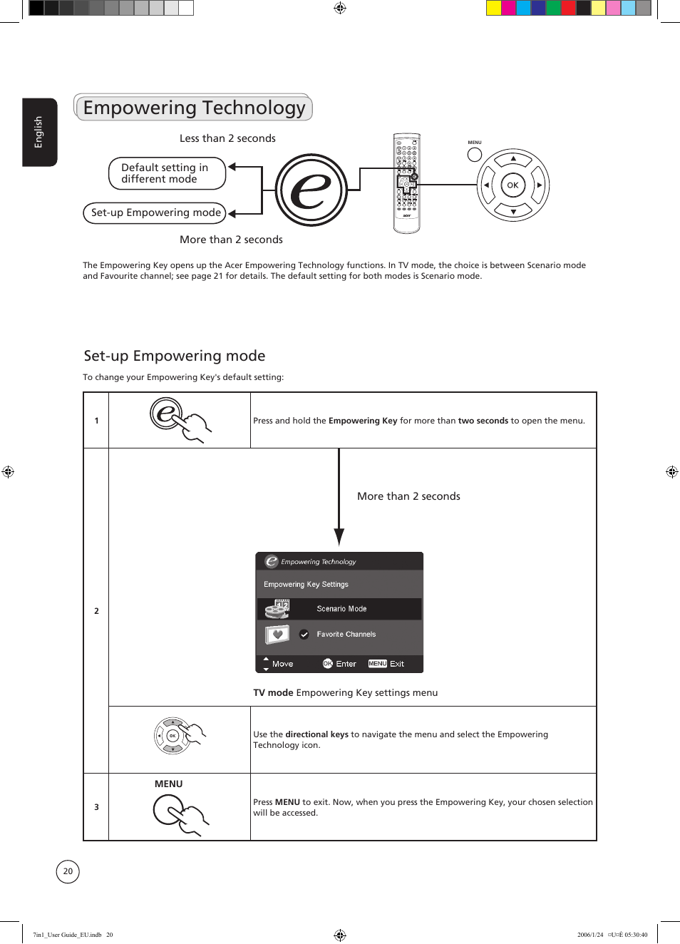 Empowering technology, Set-up empowering mode | Acer AT3202 User Manual | Page 20 / 35