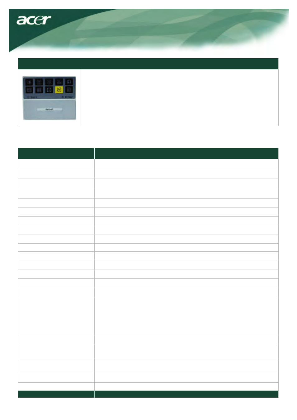 General specification, Recall | Acer AL1917X User Manual | Page 9 / 11