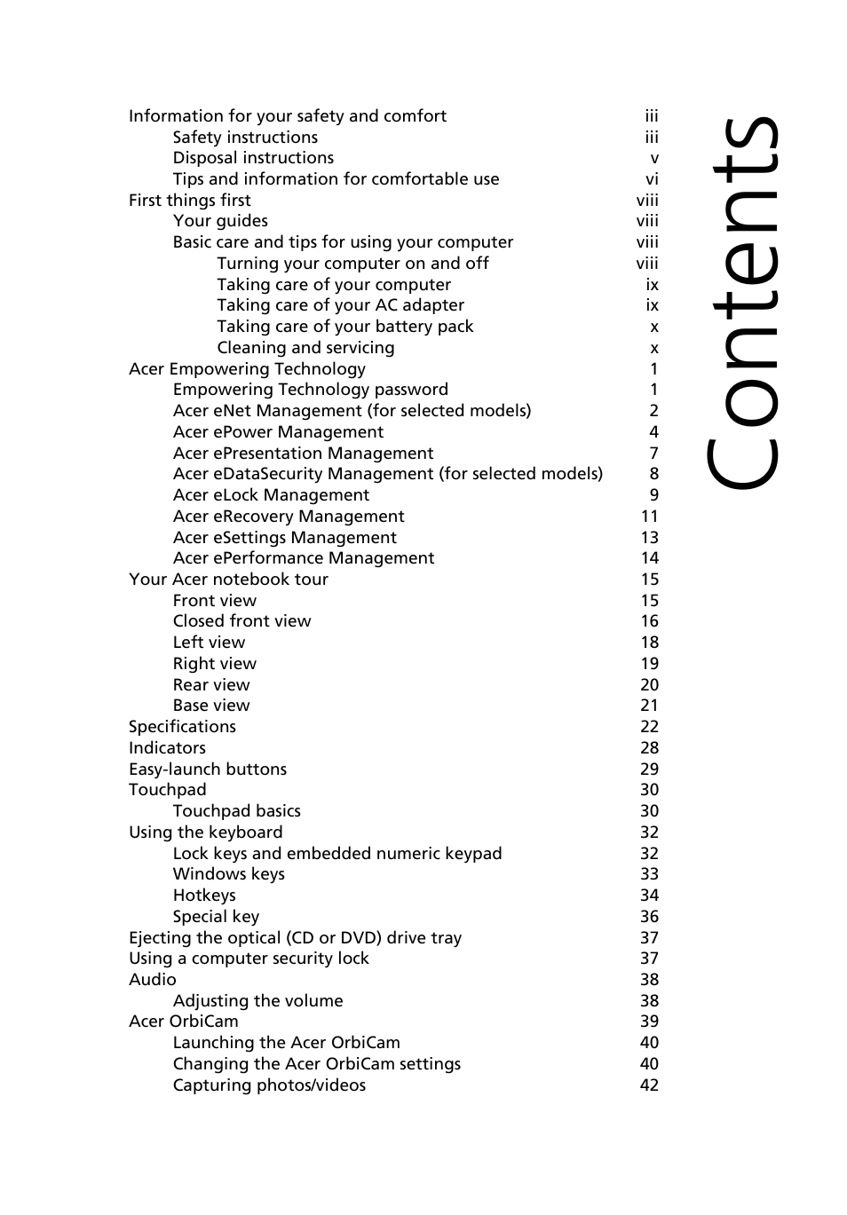 Acer TravelMate MS2180 User Manual | Page 11 / 98