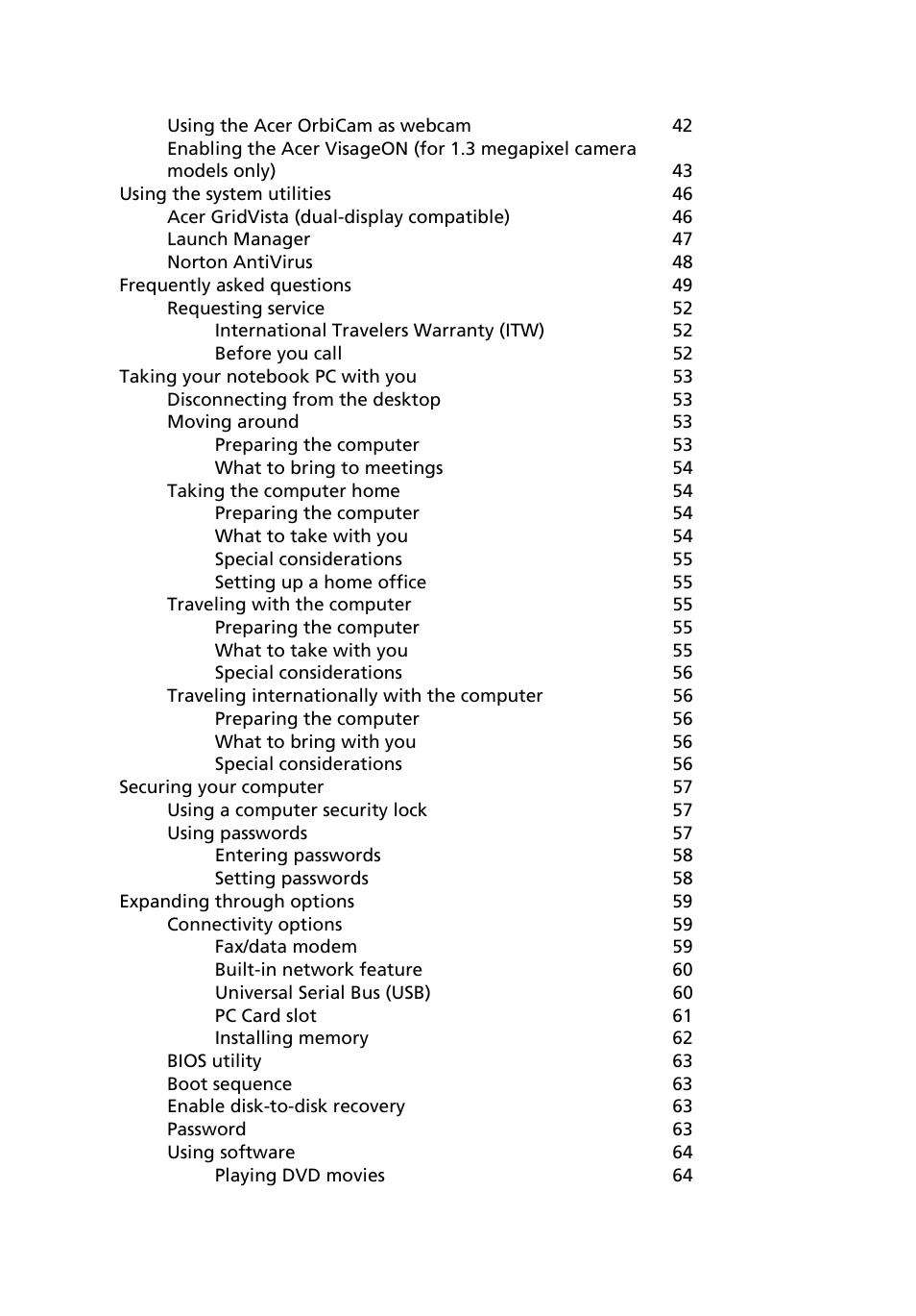 Acer TravelMate MS2180 User Manual | Page 12 / 98