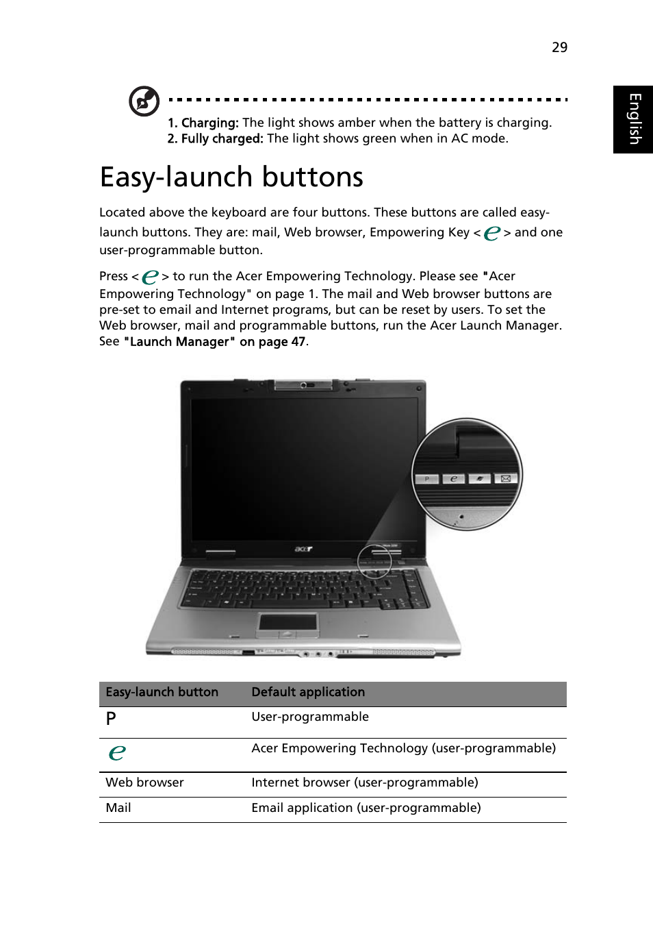 Easy-launch buttons | Acer TravelMate MS2180 User Manual | Page 43 / 98