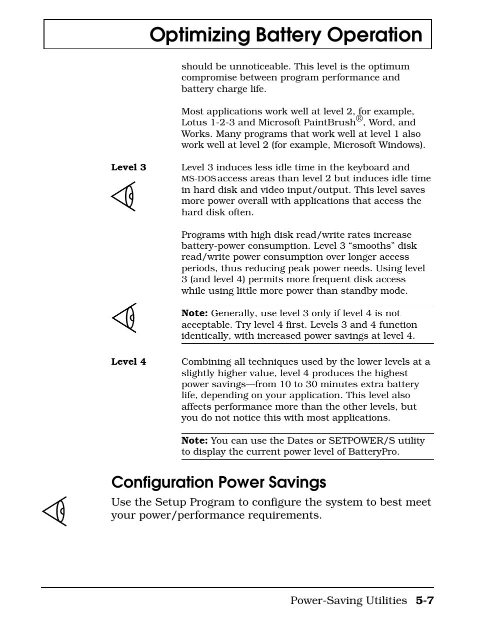 Configuration power savings, Optimizing battery operation | Texas Instruments 4000M User Manual | Page 100 / 295