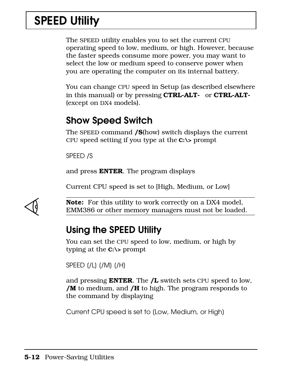 Speed utility, Show speed switch, Using the speed utility | Texas Instruments 4000M User Manual | Page 105 / 295
