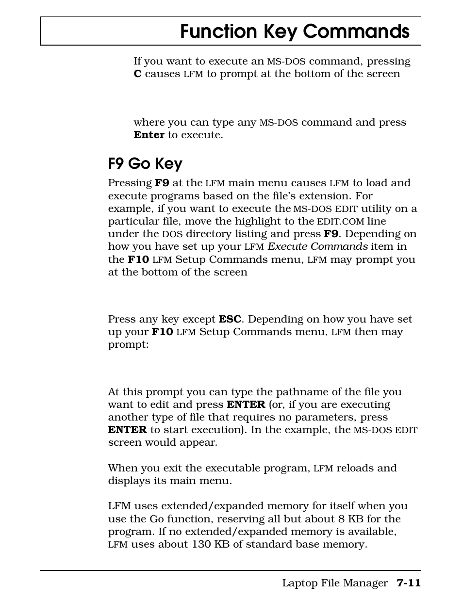 F9 go key, Function key commands | Texas Instruments 4000M User Manual | Page 128 / 295