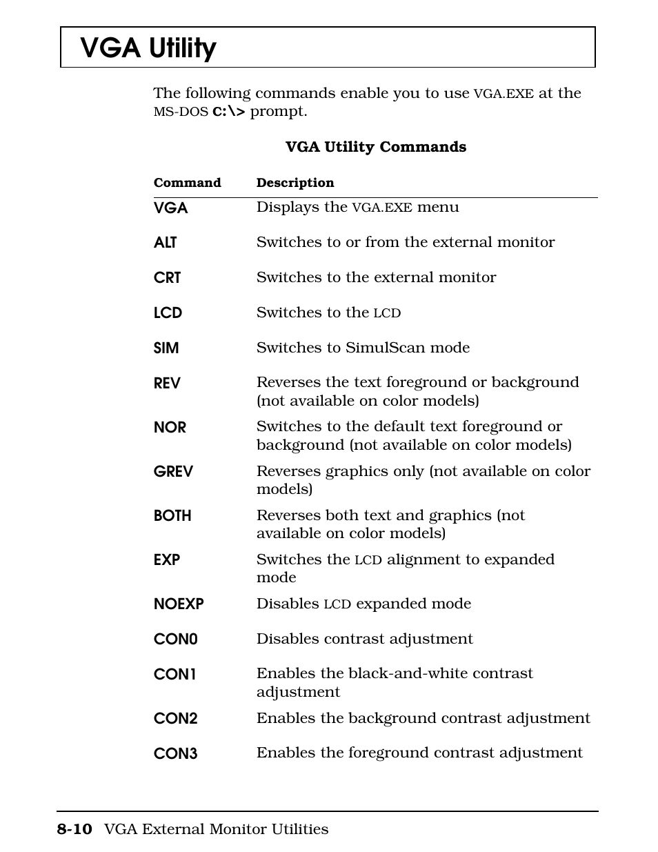 Vga utility | Texas Instruments 4000M User Manual | Page 157 / 295