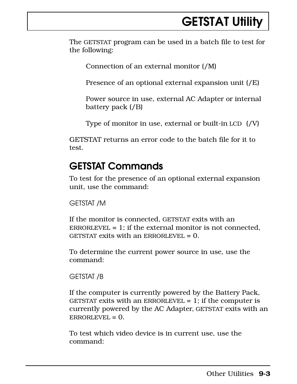 Getstat utility, Getstat commands | Texas Instruments 4000M User Manual | Page 168 / 295