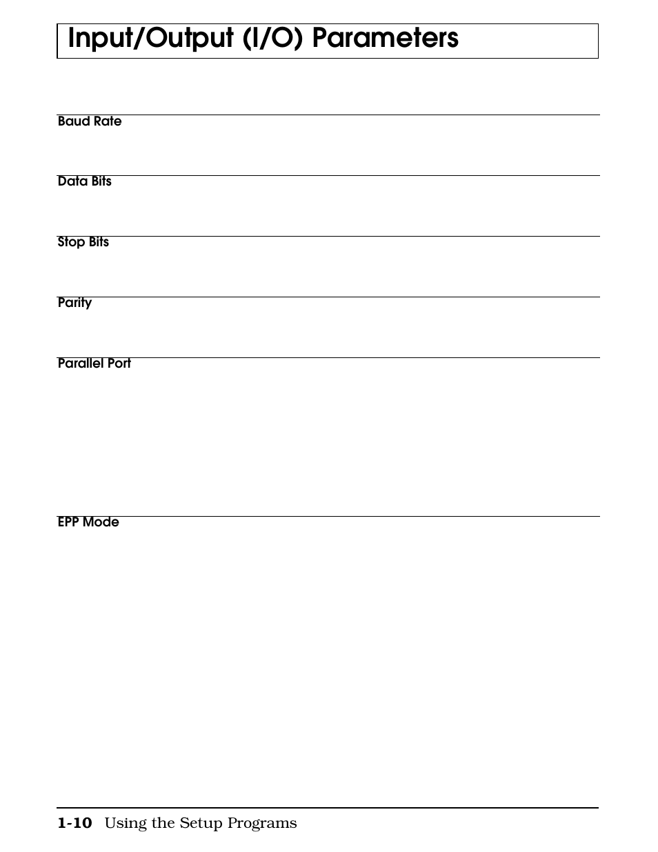 Input/output (i/o) parameters | Texas Instruments 4000M User Manual | Page 18 / 295