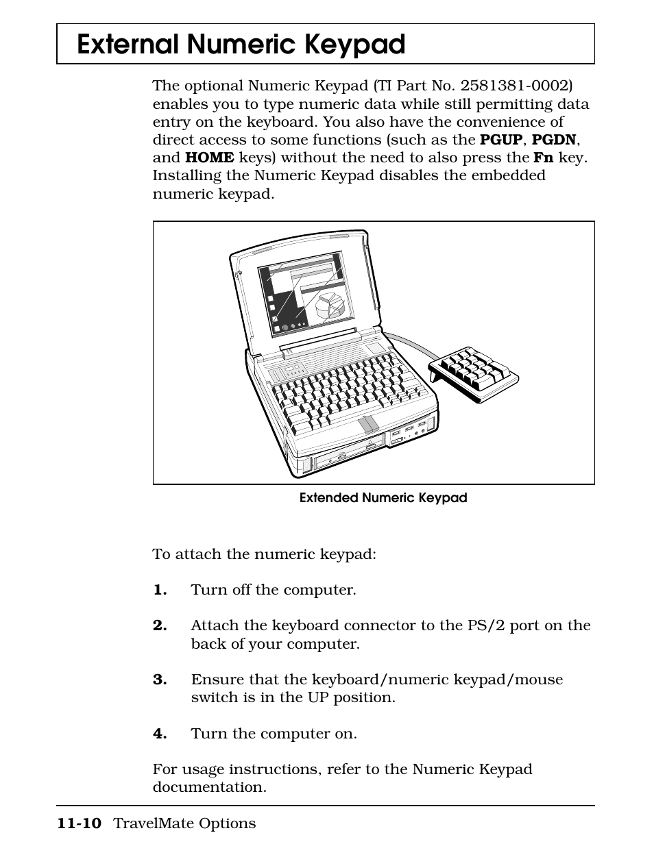 External numeric keypad | Texas Instruments 4000M User Manual | Page 196 / 295