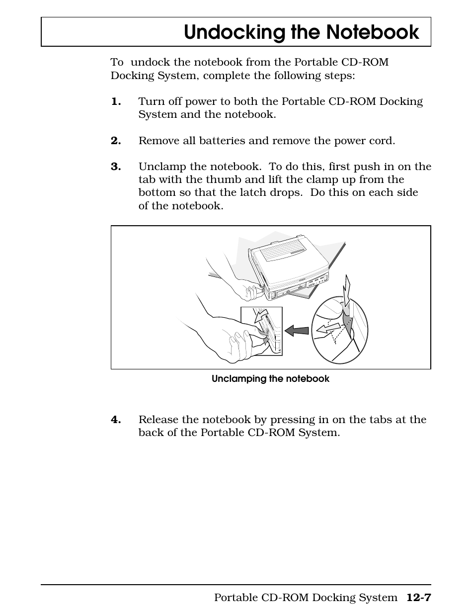 Undocking the notebook | Texas Instruments 4000M User Manual | Page 208 / 295