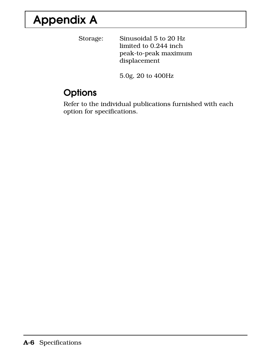 Appendix a, Options | Texas Instruments 4000M User Manual | Page 227 / 295