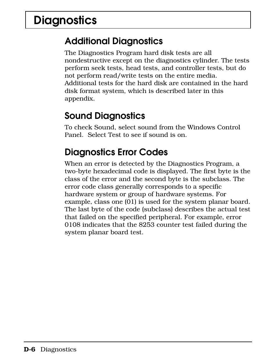Diagnostics, Additional diagnostics, Sound diagnostics | Diagnostics error codes | Texas Instruments 4000M User Manual | Page 244 / 295