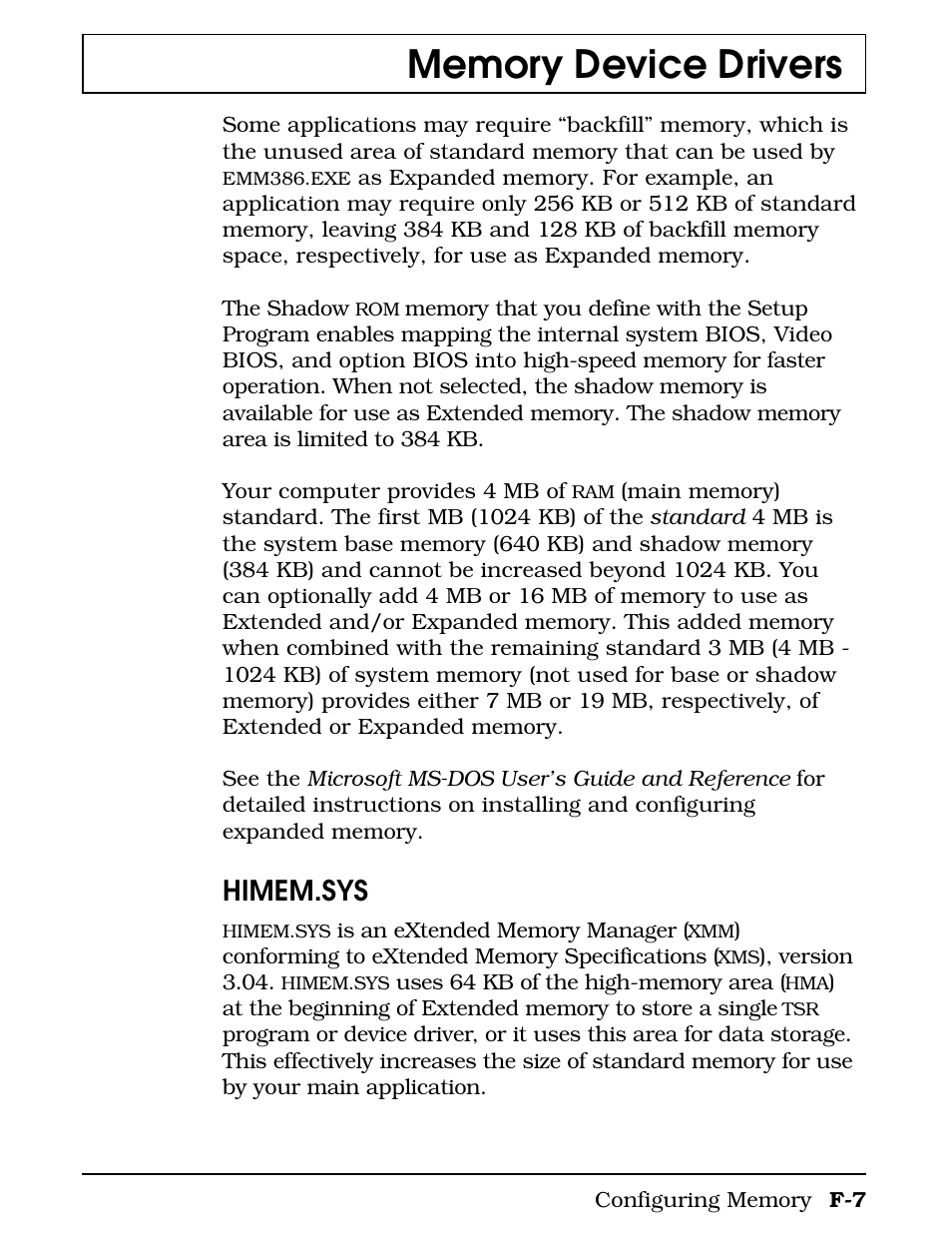 Himem.sys | Texas Instruments 4000M User Manual | Page 261 / 295