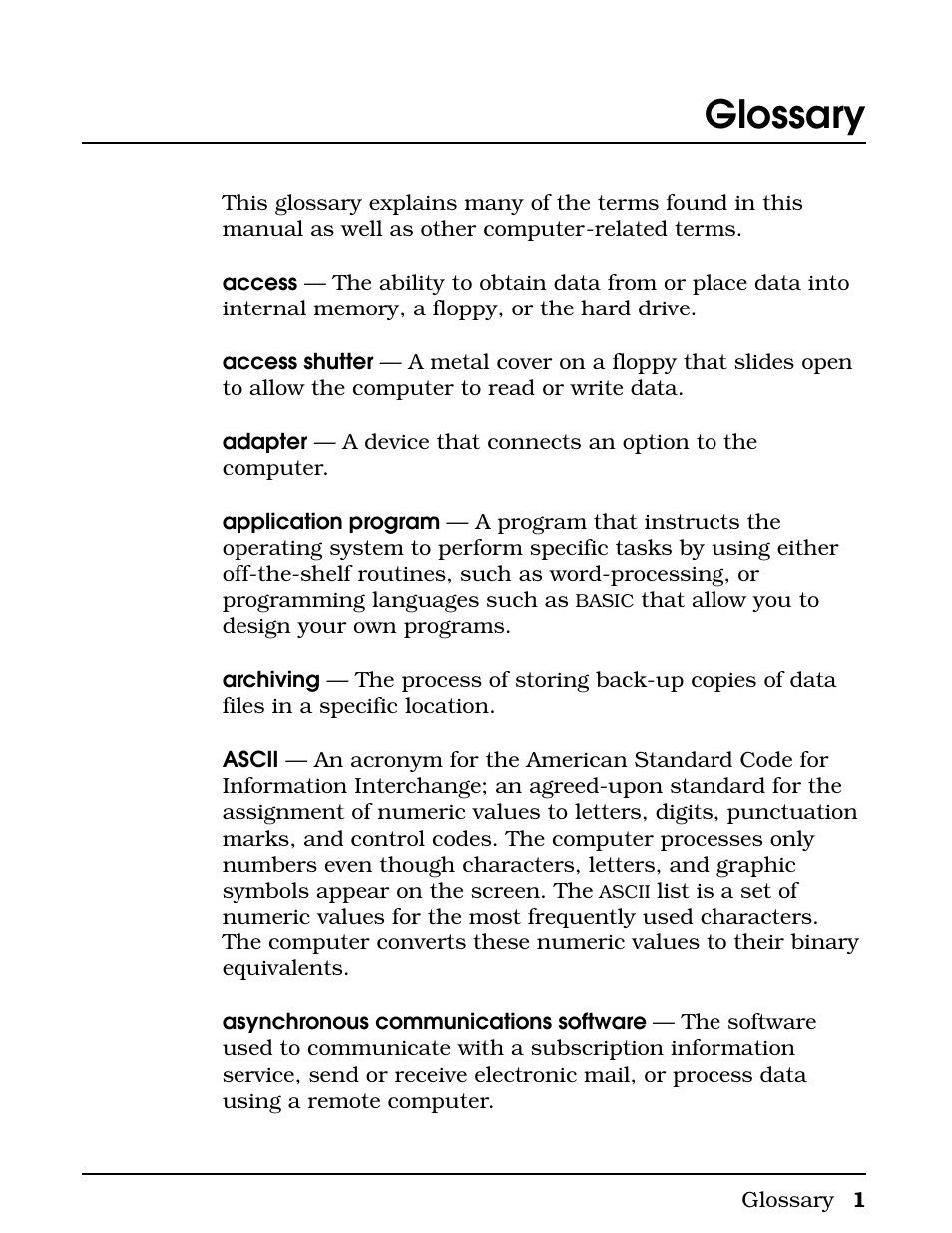 Glossary | Texas Instruments 4000M User Manual | Page 275 / 295