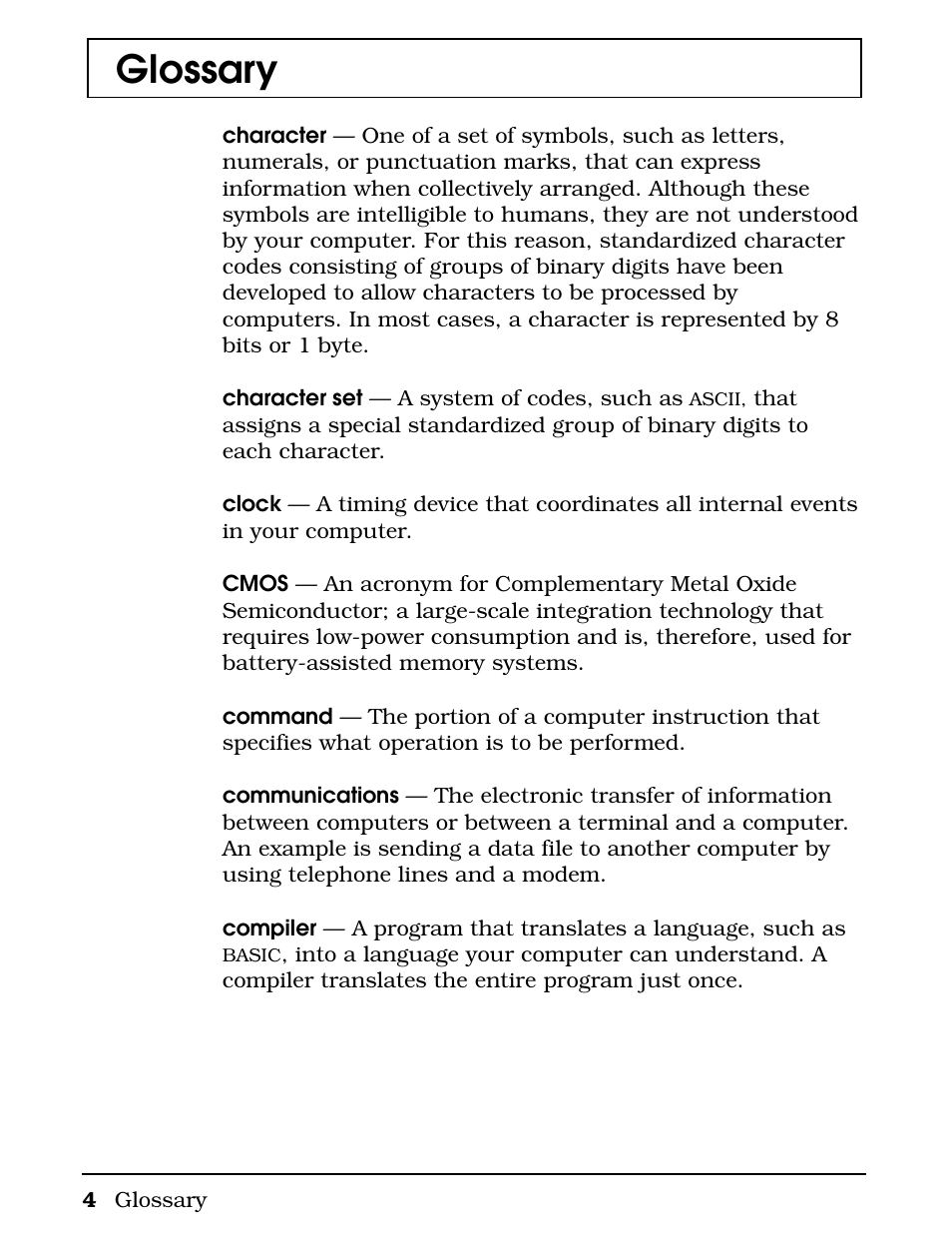Glossary | Texas Instruments 4000M User Manual | Page 278 / 295