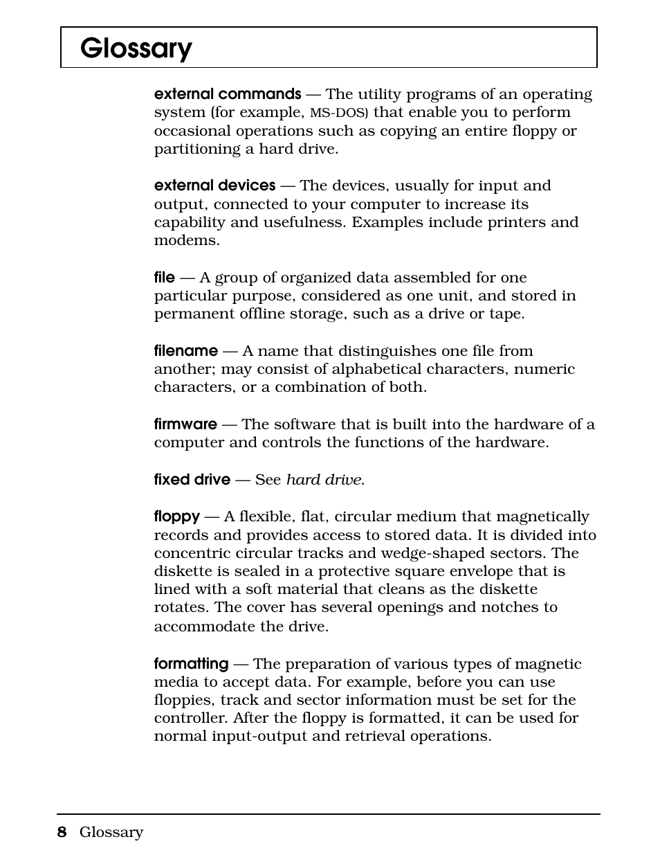 Glossary | Texas Instruments 4000M User Manual | Page 282 / 295