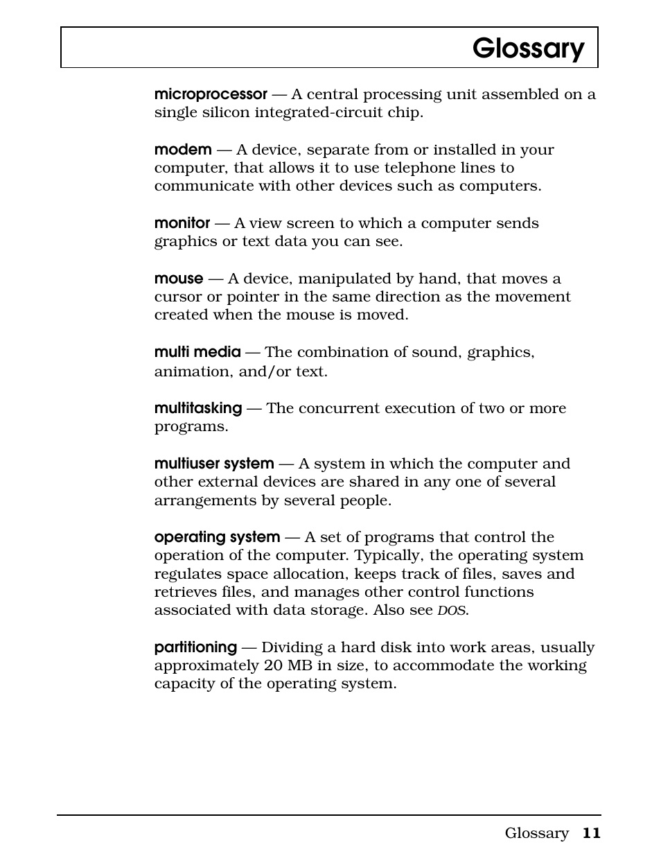 Glossary | Texas Instruments 4000M User Manual | Page 285 / 295