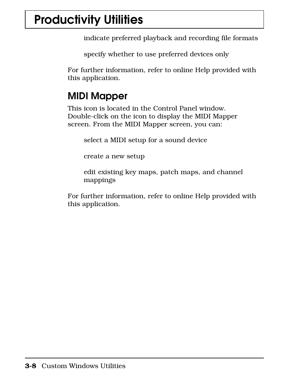 Midi mapper, Productivity utilities | Texas Instruments 4000M User Manual | Page 59 / 295