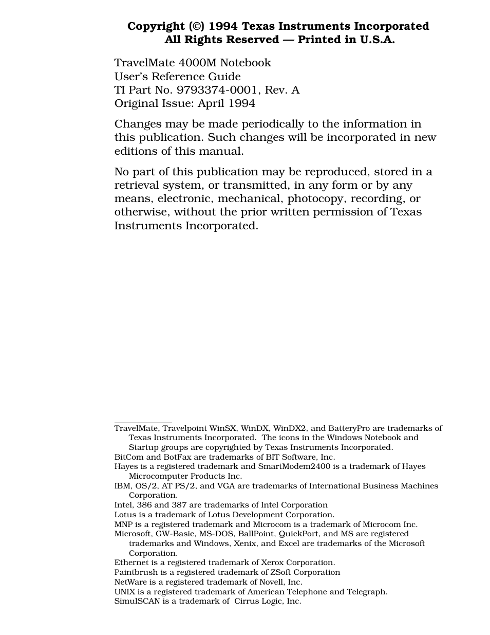 Copyright | Texas Instruments 4000M User Manual | Page 6 / 295