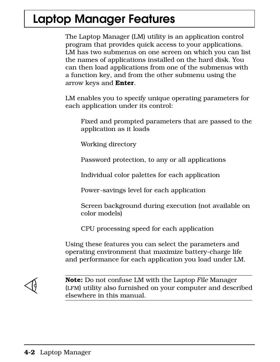 Laptop manager features | Texas Instruments 4000M User Manual | Page 79 / 295