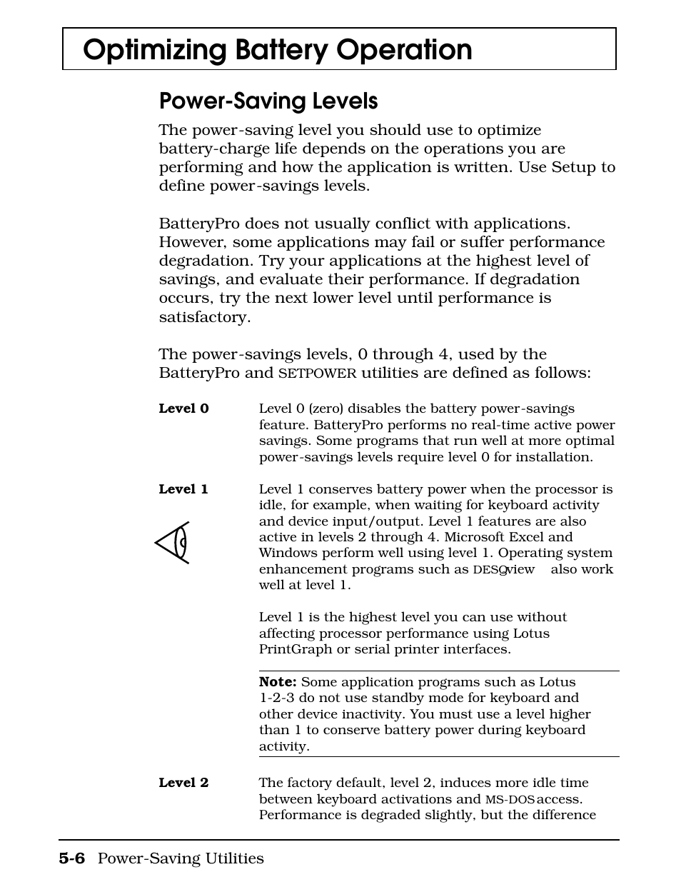 Power-saving levels, Optimizing battery operation | Texas Instruments 4000M User Manual | Page 99 / 295