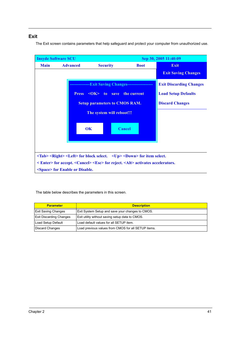 Exit | Acer 3220 User Manual | Page 47 / 100