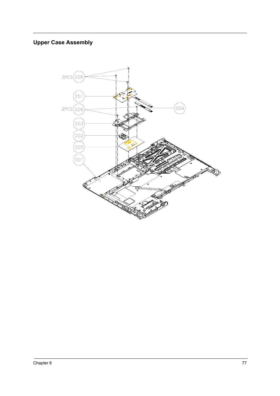 Upper case assembly | Acer 3220 User Manual | Page 84 / 100