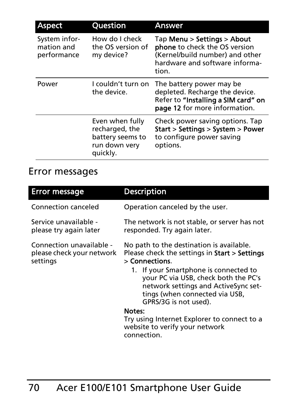 Acer E101 User Manual | Page 70 / 90