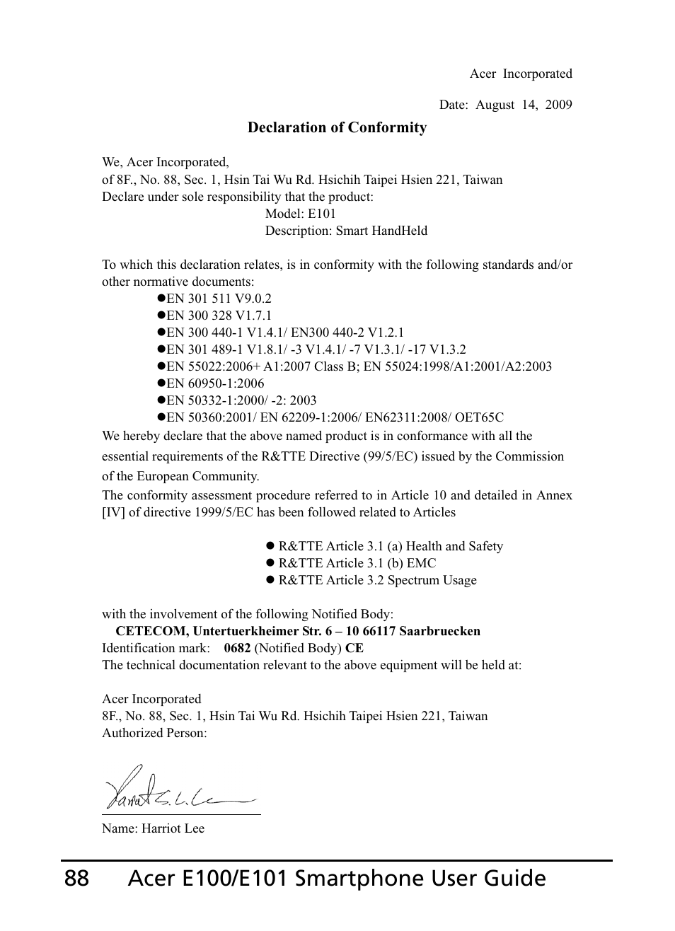 Acer E101 User Manual | Page 88 / 90