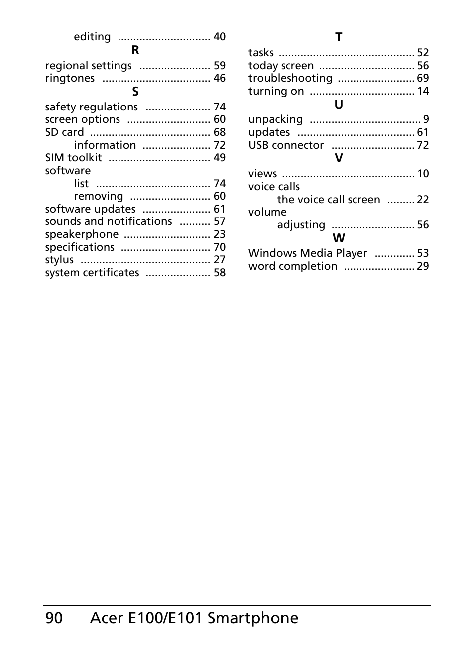 Acer E101 User Manual | Page 90 / 90