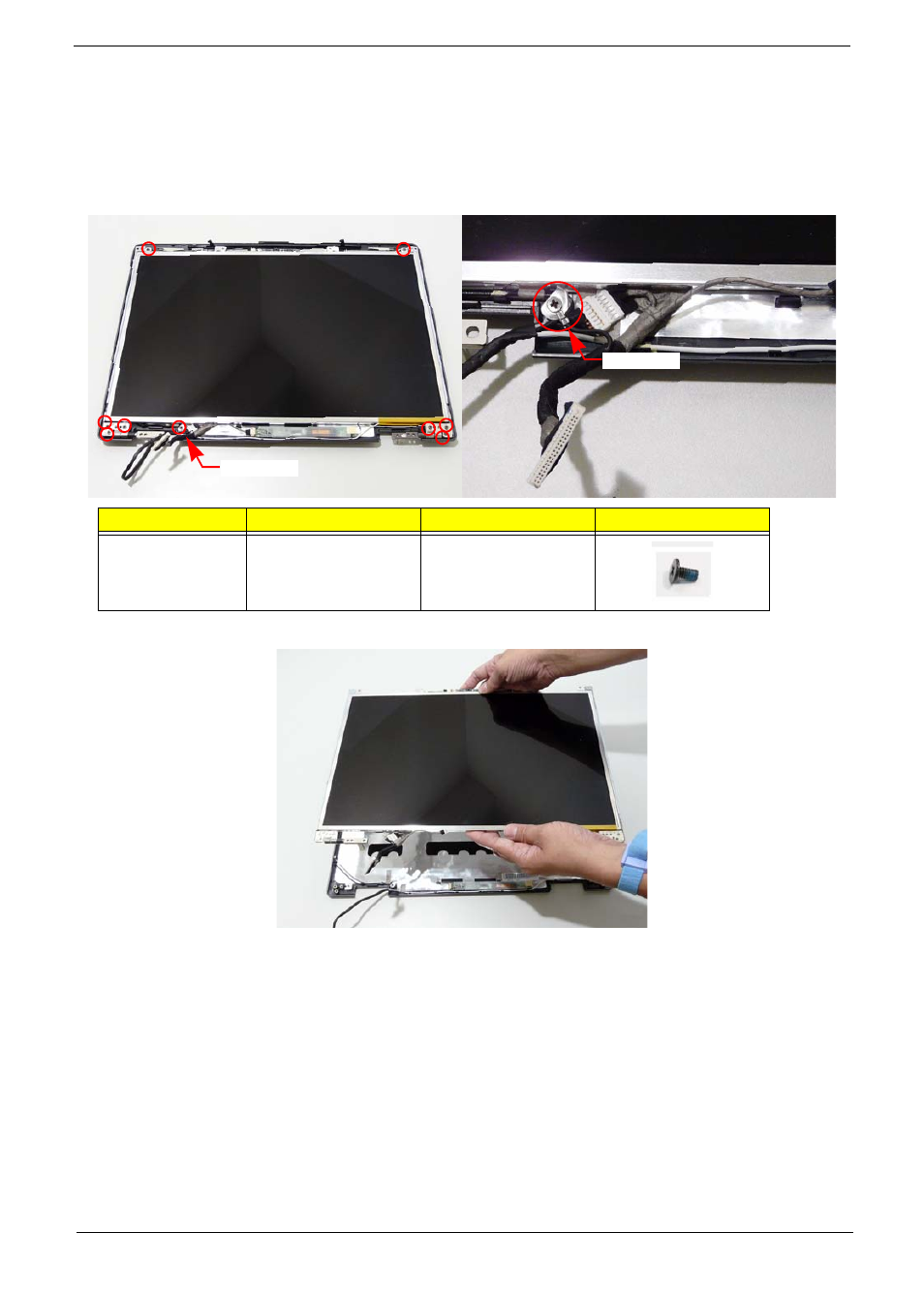 Removing the lcd panel | Acer 7230 User Manual | Page 103 / 186