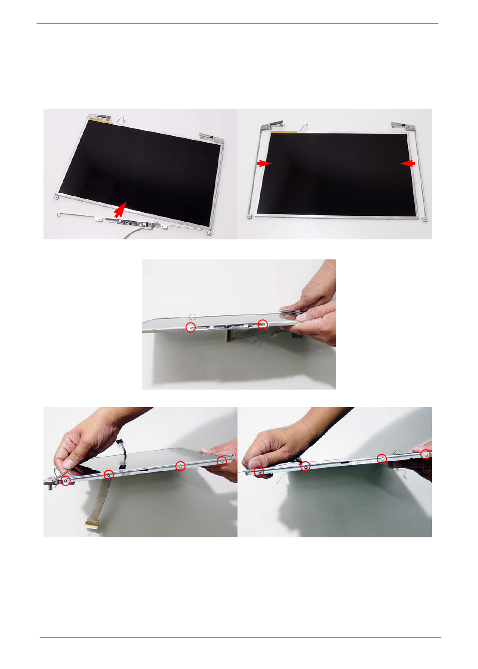 Lcd module reassembly procedure, Replacing the lcd panel | Acer 7230 User Manual | Page 106 / 186