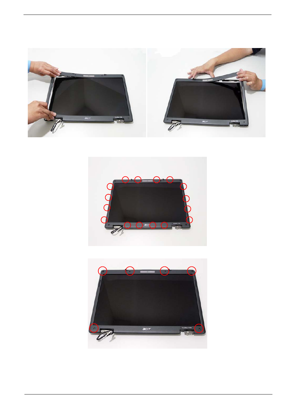 Replacing the lcd bezel | Acer 7230 User Manual | Page 109 / 186