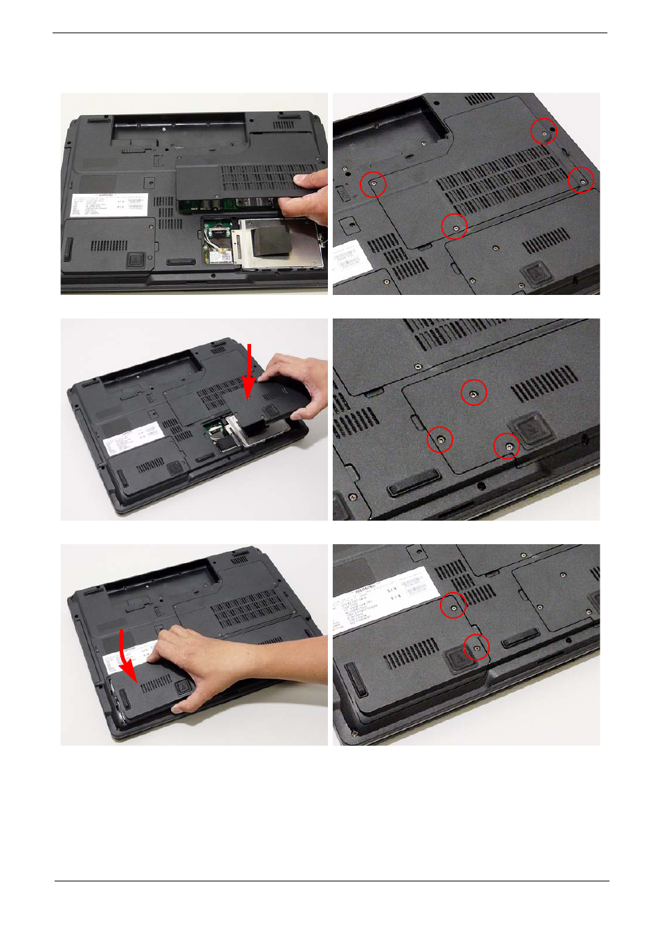 Replacing the lower covers | Acer 7230 User Manual | Page 131 / 186