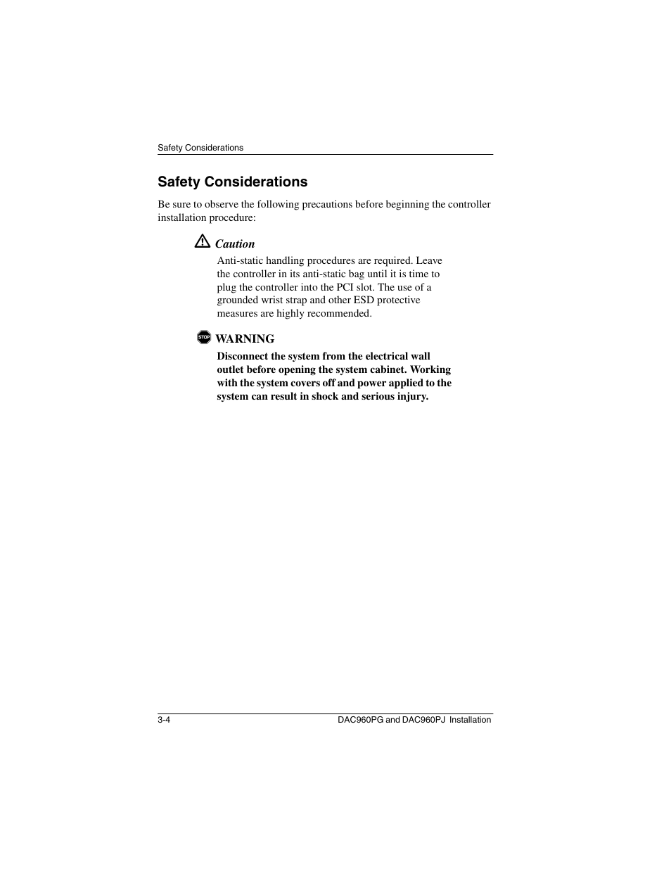 Safety considerations, Safety considerations -4 | Acer PCI to Ultra SCSI RAID Controllers DAC960PG User Manual | Page 24 / 86