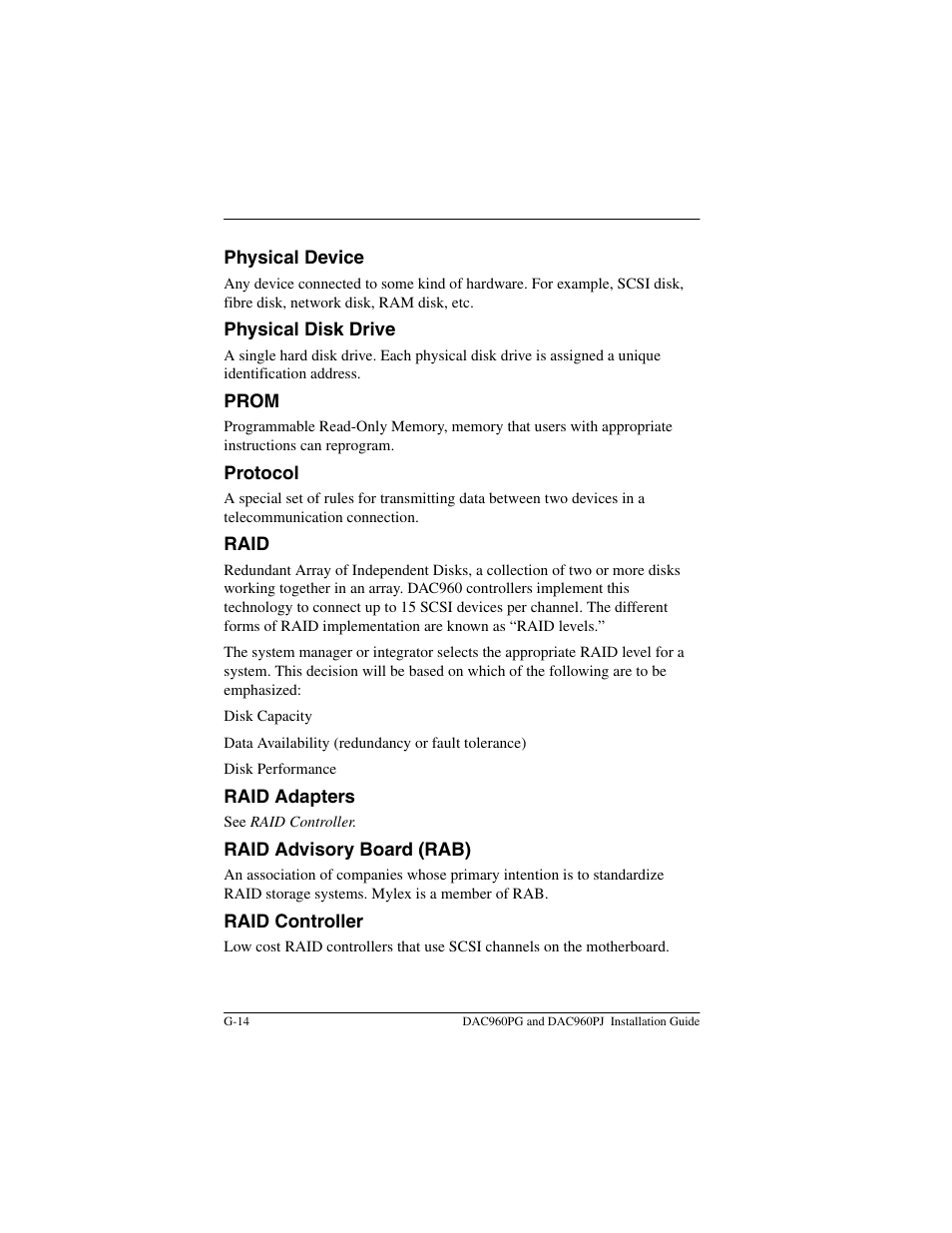 Acer PCI to Ultra SCSI RAID Controllers DAC960PG User Manual | Page 72 / 86