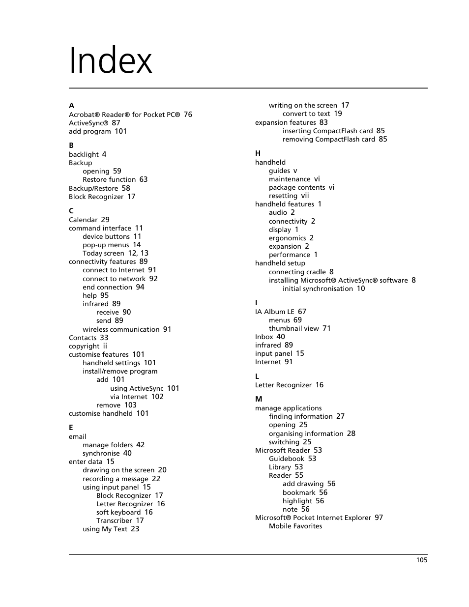 Index | Acer N10 User Manual | Page 117 / 120