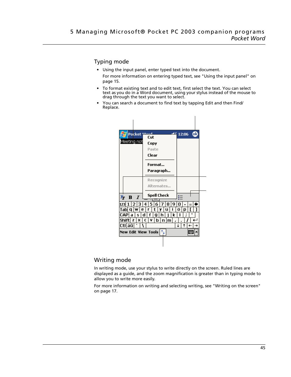 Typing mode, Writing mode | Acer N10 User Manual | Page 57 / 120