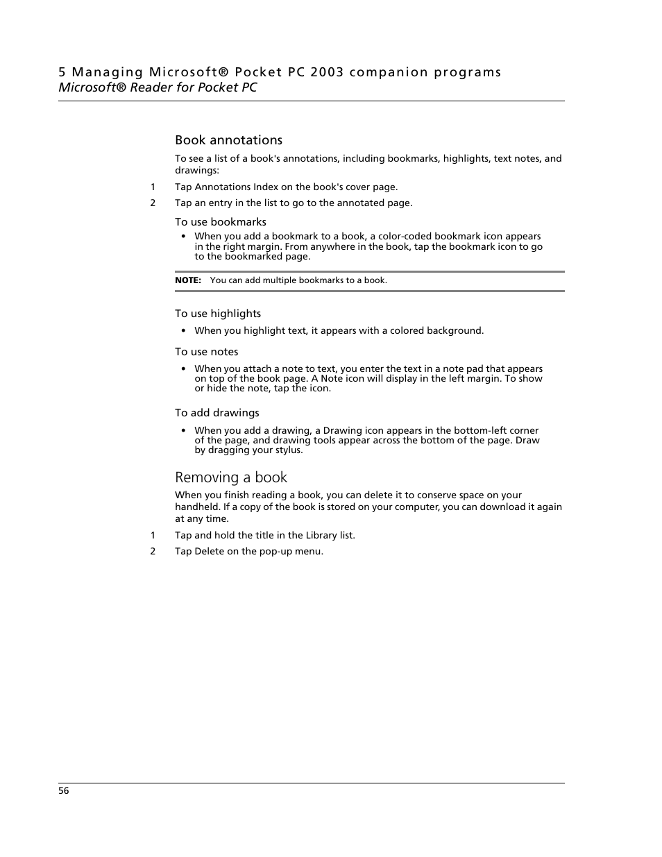 Removing a book, Book annotations | Acer N10 User Manual | Page 68 / 120