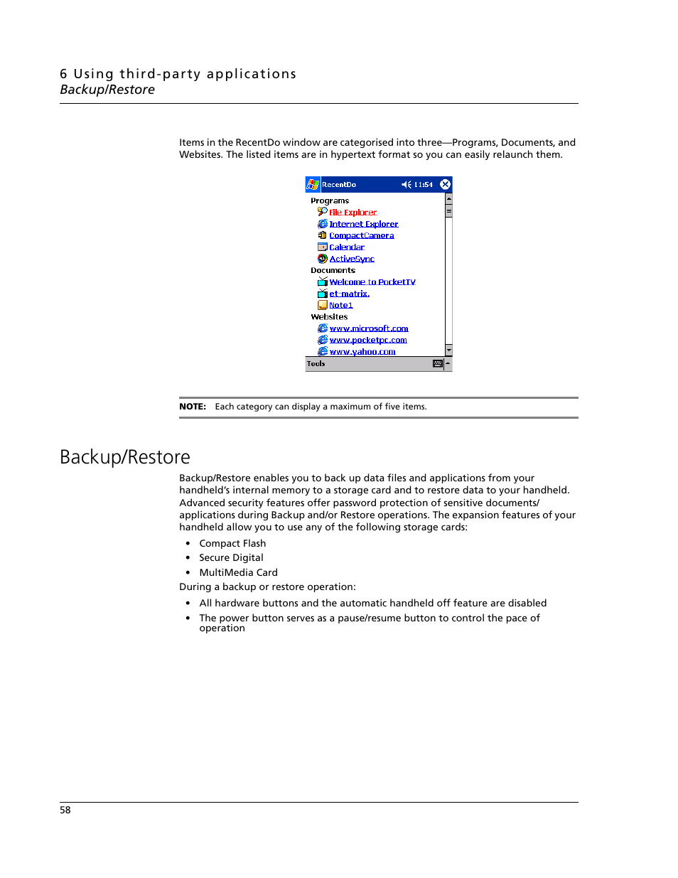 Backup/restore | Acer N10 User Manual | Page 70 / 120