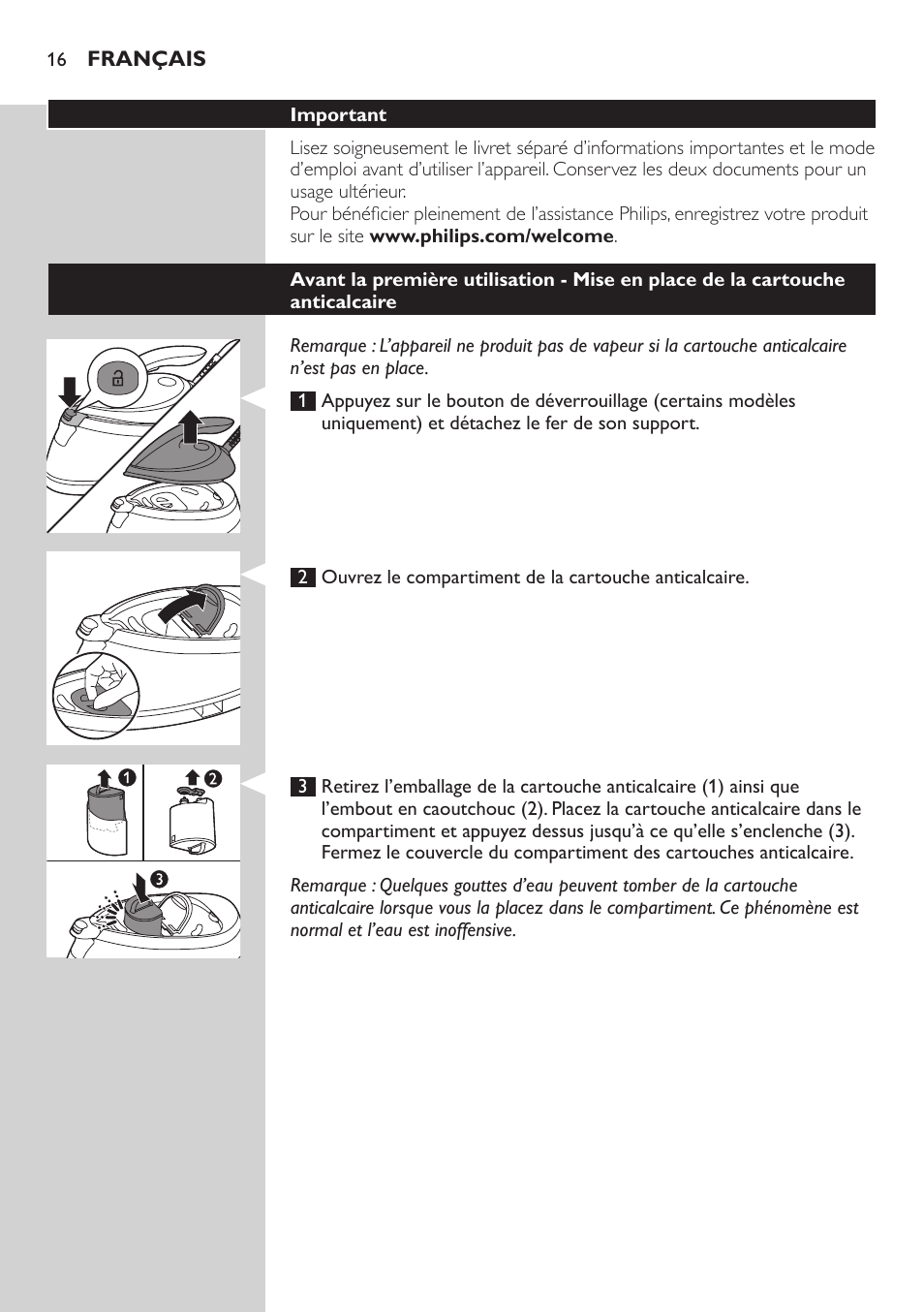 Philips PerfectCare Pure Centrale vapeur User Manual | Page 16 / 54