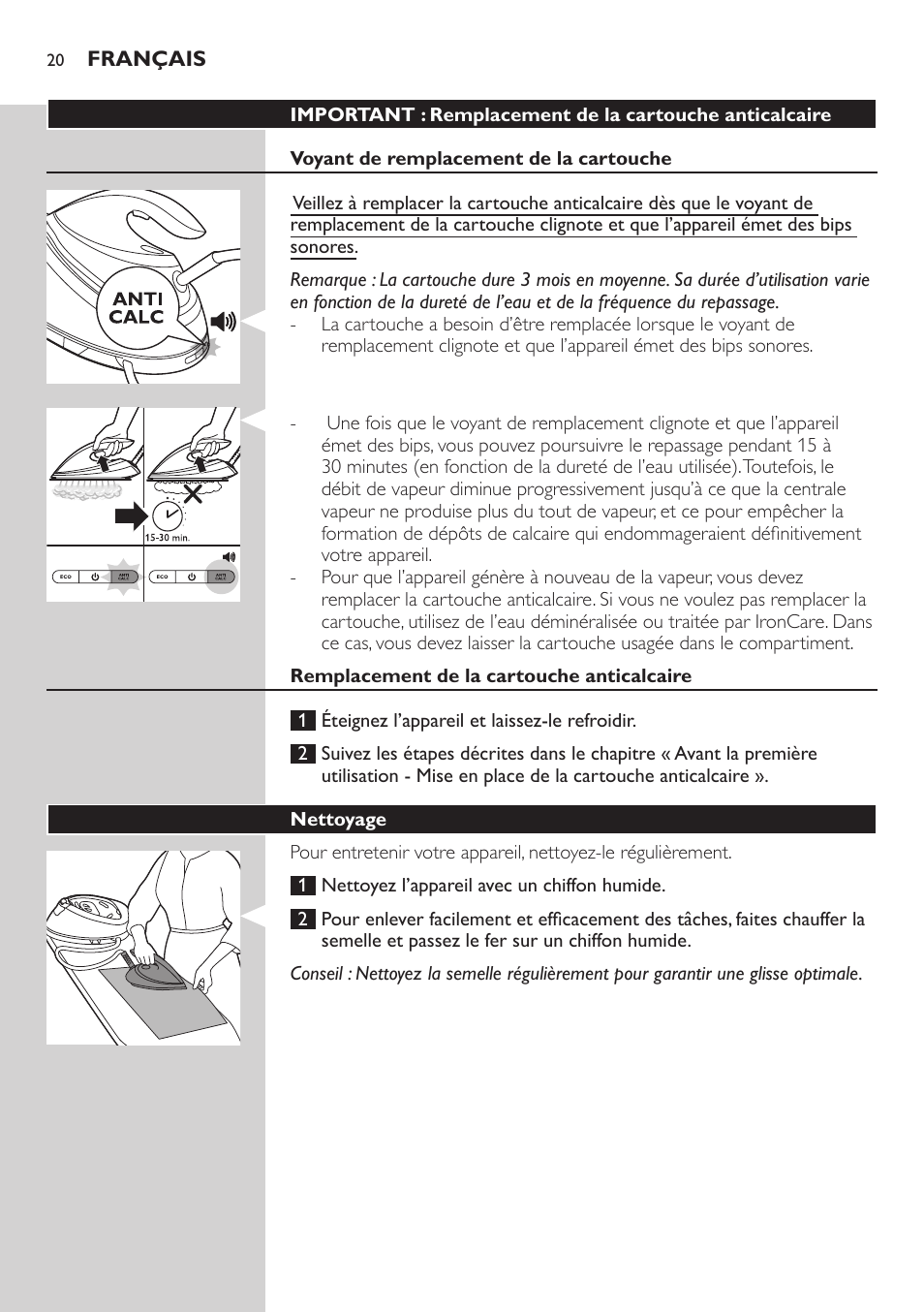 Philips PerfectCare Pure Centrale vapeur User Manual | Page 20 / 54