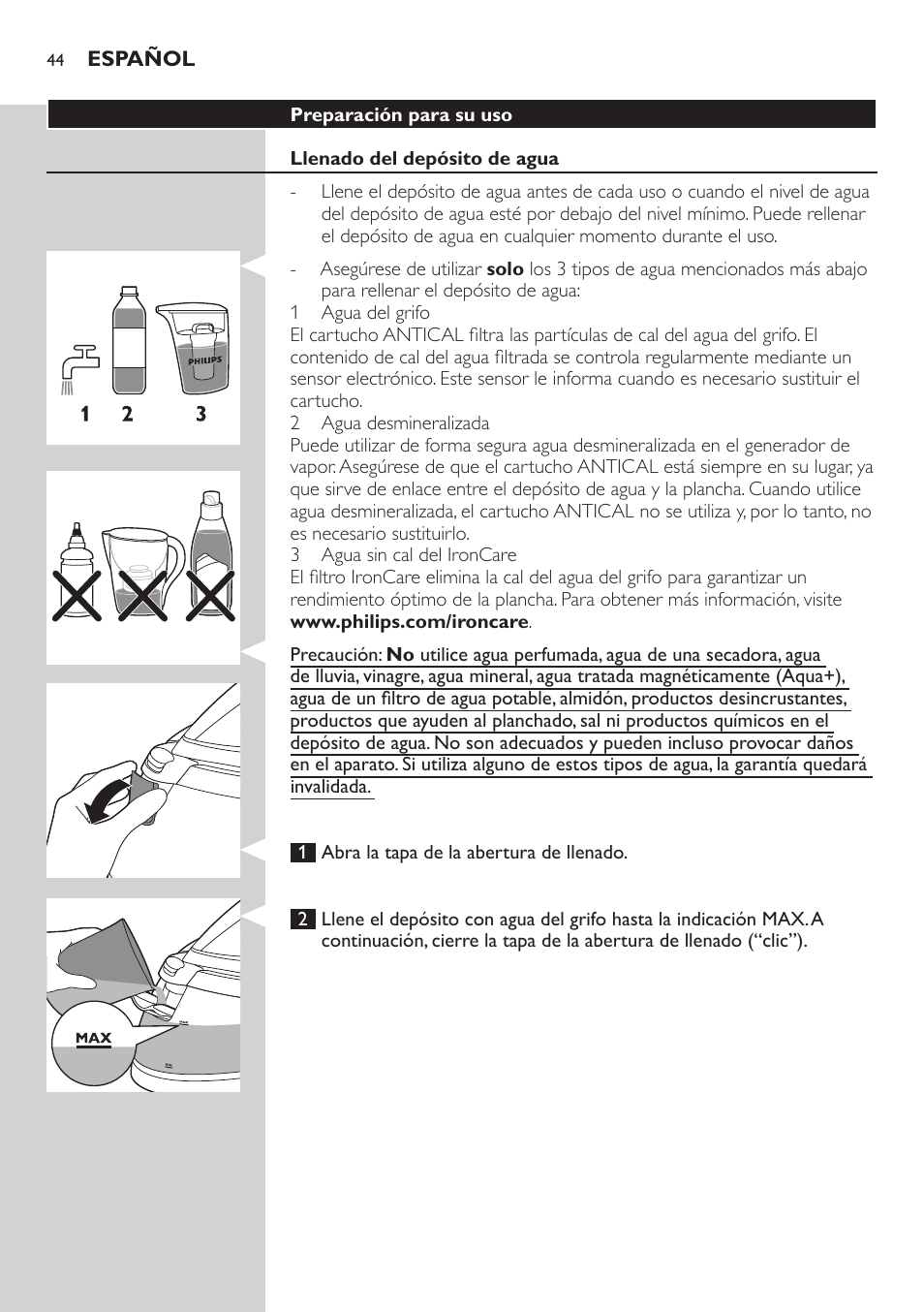 Philips PerfectCare Pure Centrale vapeur User Manual | Page 44 / 54