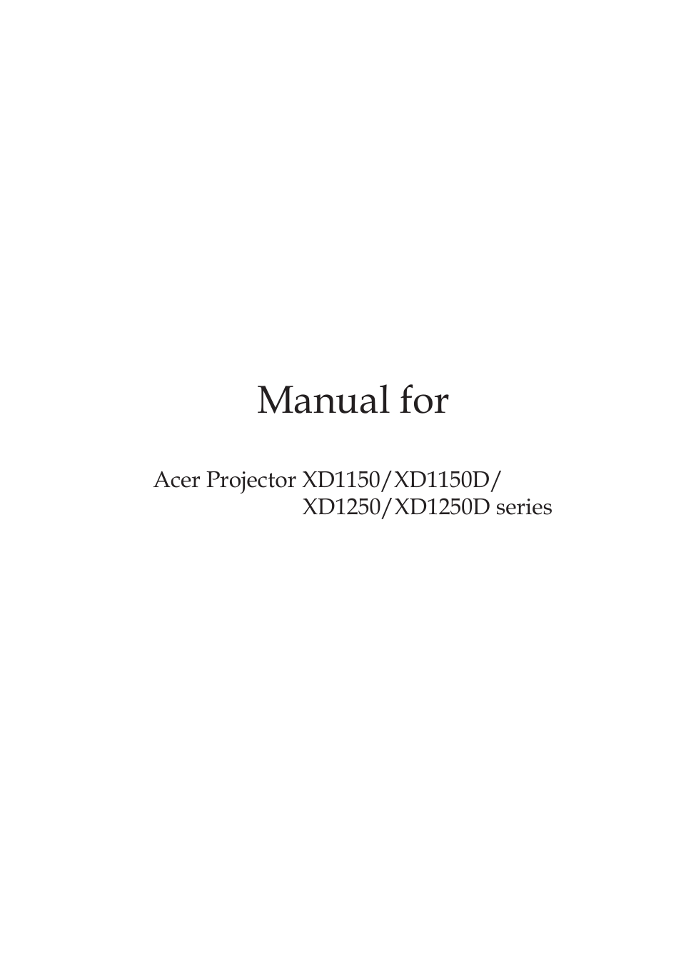 Acer XD1250D series User Manual | 45 pages