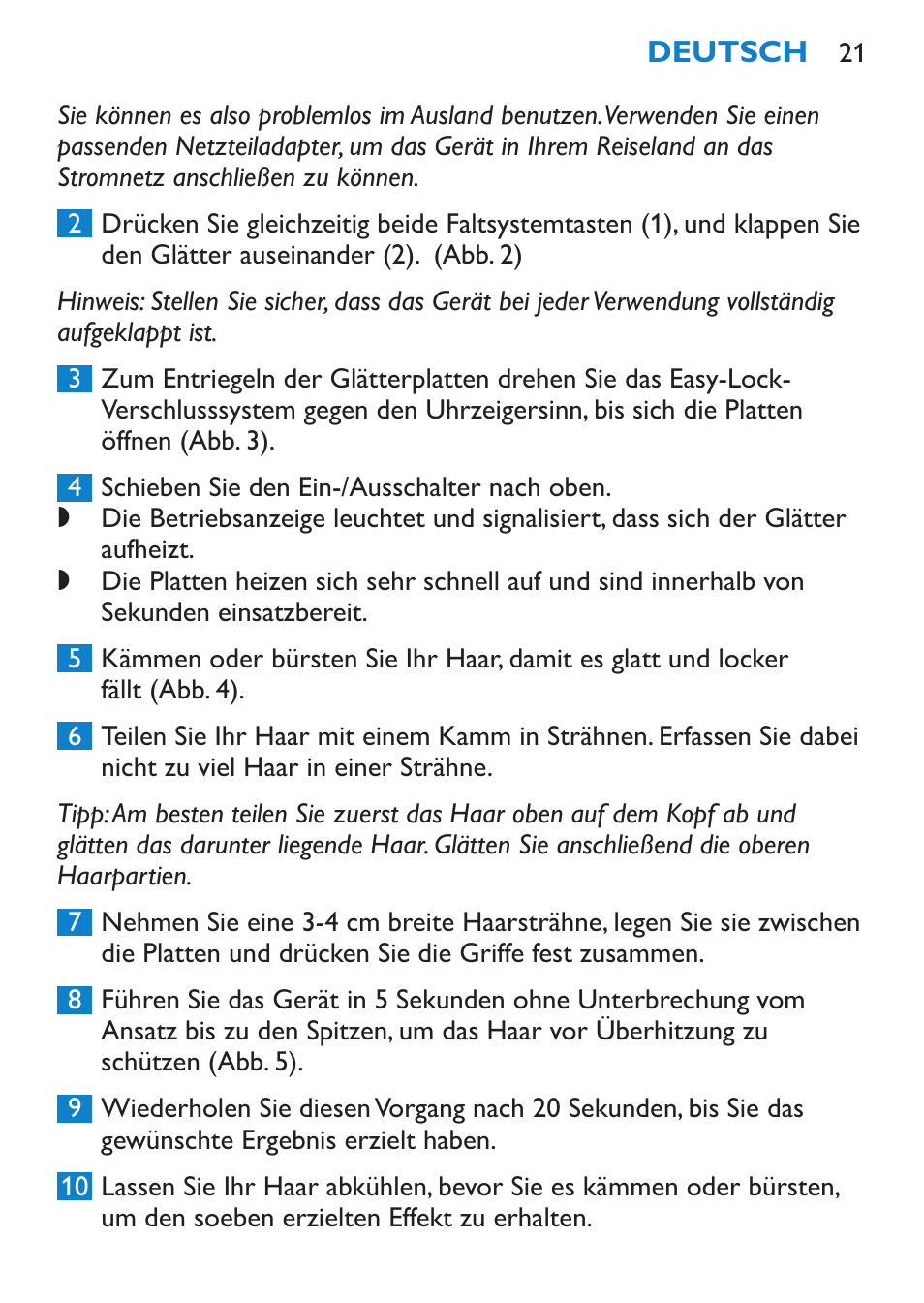 Philips SalonStraight Want2Move Lisseur User Manual | Page 21 / 92